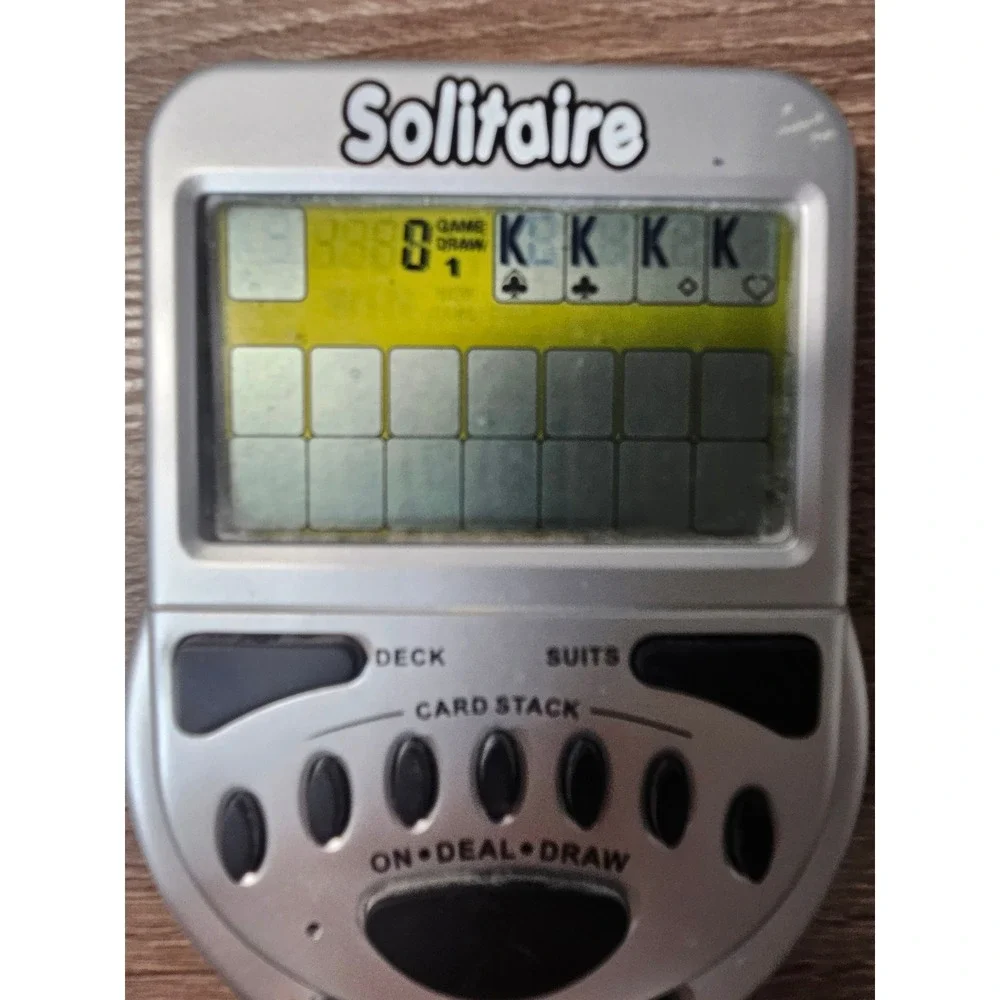 Handheld Electronic Solitaire Game Silver Portable Retro LCD Travel Card Game